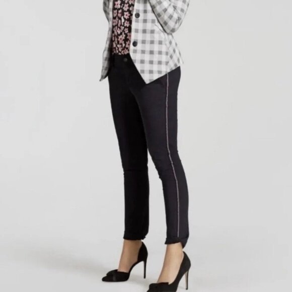 Cabi Denim - Cabi - The Peyton Multicolor Ribbon Side Stripe Black Pants - Women Size 8